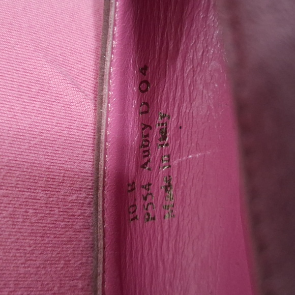 Coach "Aubry" leather suede slip-on loafer heels brass accent - 10 - merlot red - Picture 8 of 11